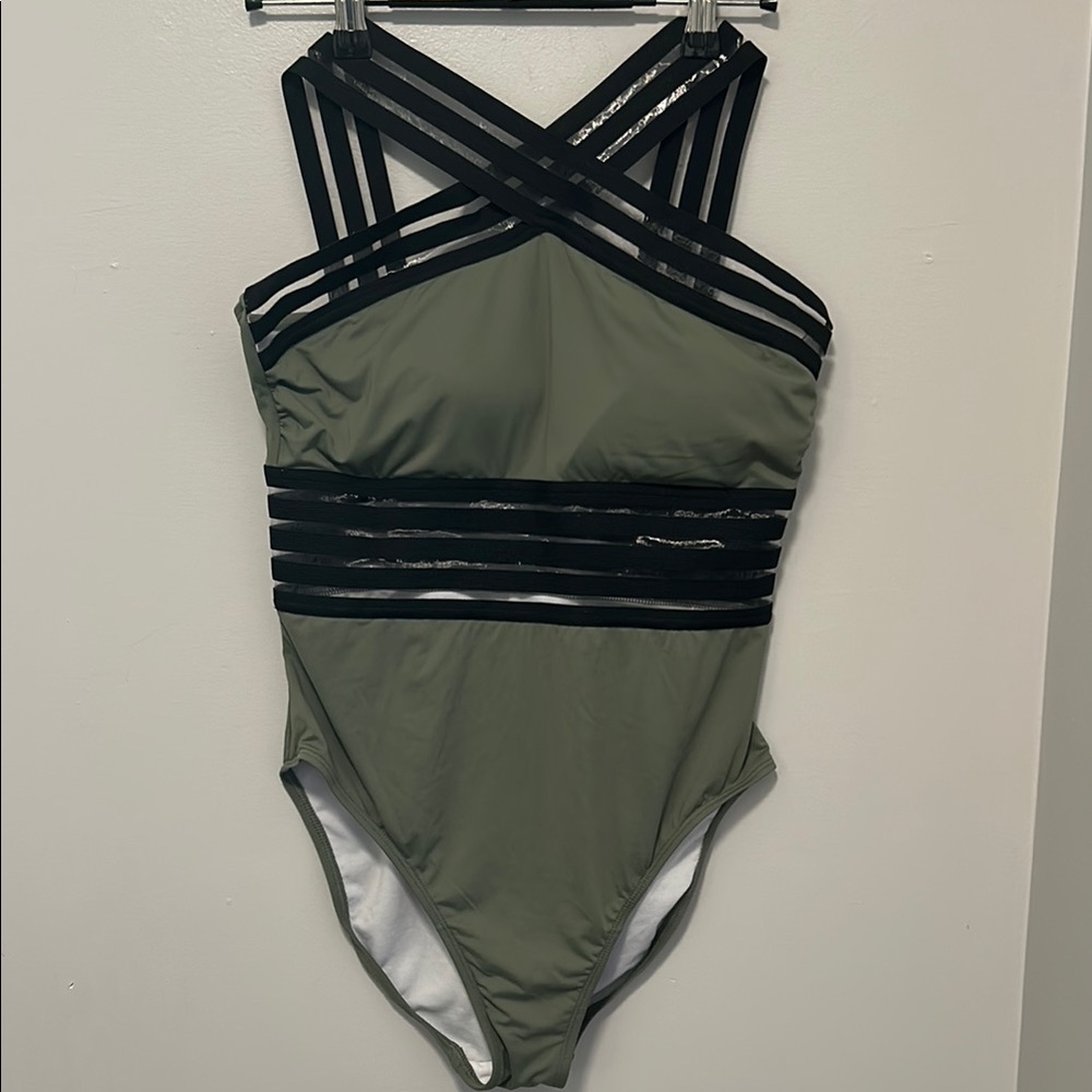 Olive Green Hilor Strappy Women's Swimsuit Size 8-10